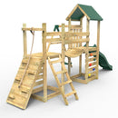 Rebo Double Tower Climbing Frame with Flexible Bridge, Swing & Slide - Rushmore