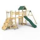 Rebo Double Tower Climbing Frame with Flexible Bridge, Swing & Slide - Rushmore