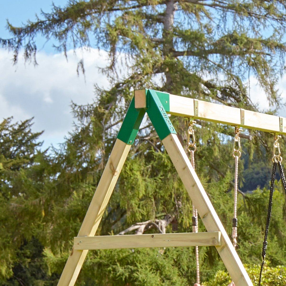 Rebo Double Tower Climbing Frame with Flexible Bridge, Swing & Slide - Rushmore