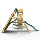 Rebo Double Tower Climbing Frame with Flexible Bridge, Swing & Slide - San Luis