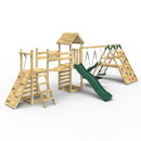 Rebo Double Tower Climbing Frame with Flexible Bridge, Swing & Slide - San Luis