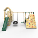 Rebo Double Tower Climbing Frame with Flexible Bridge, Swing & Slide - San Luis