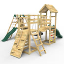 Rebo Double Tower Climbing Frame with Flexible Bridge, Swing & Slide - San Luis