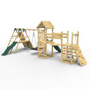 Rebo Double Tower Climbing Frame with Flexible Bridge, Swing & Slide - San Luis
