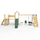 Rebo Double Tower Climbing Frame with Flexible Bridge, Swing & Slide - Sanford