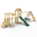 Rebo Double Tower Climbing Frame with Flexible Bridge, Swing & Slide - Sanford