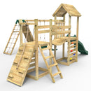 Rebo Double Tower Climbing Frame with Flexible Bridge, Swing & Slide - Sanford
