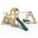 Rebo Double Tower Climbing Frame with Flexible Bridge, Swing & Slide - Sanford
