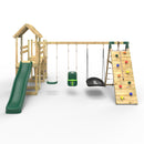 Rebo Double Tower Climbing Frame with Flexible Bridge, Swing & Slide - Sanford