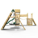Rebo Double Tower Climbing Frame with Flexible Bridge, Swing & Slide - Sanford