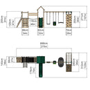 Rebo Double Tower Climbing Frame with Flexible Bridge, Swing & Slide - Sanford