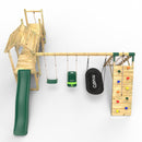Rebo Double Tower Climbing Frame with Flexible Bridge, Swing & Slide - Sanford