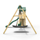 Rebo Double Tower Climbing Frame with Flexible Bridge, Swing & Slide - Snowdon