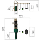 Rebo Double Tower Climbing Frame with Flexible Bridge, Swing & Slide - Snowdon