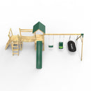 Rebo Double Tower Climbing Frame with Flexible Bridge, Swing & Slide - Snowdon