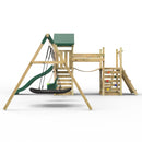 Rebo Double Tower Climbing Frame with Flexible Bridge, Swing & Slide - Snowdon