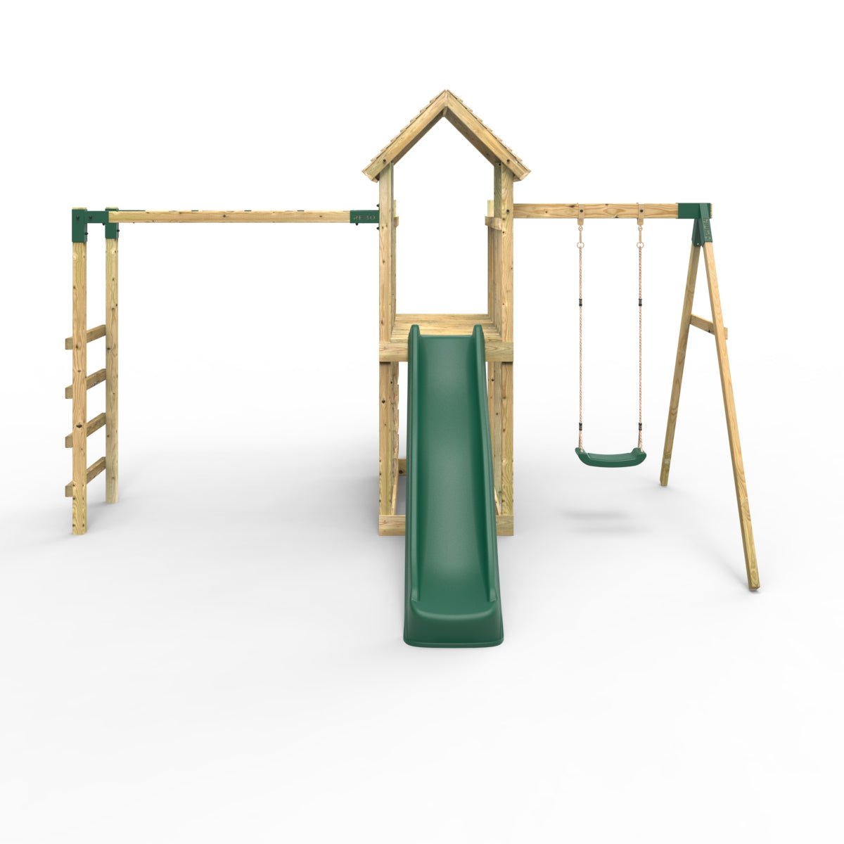 Rebo Extended Tower Wooden Climbing Frame with Swings & Slide - Arvon