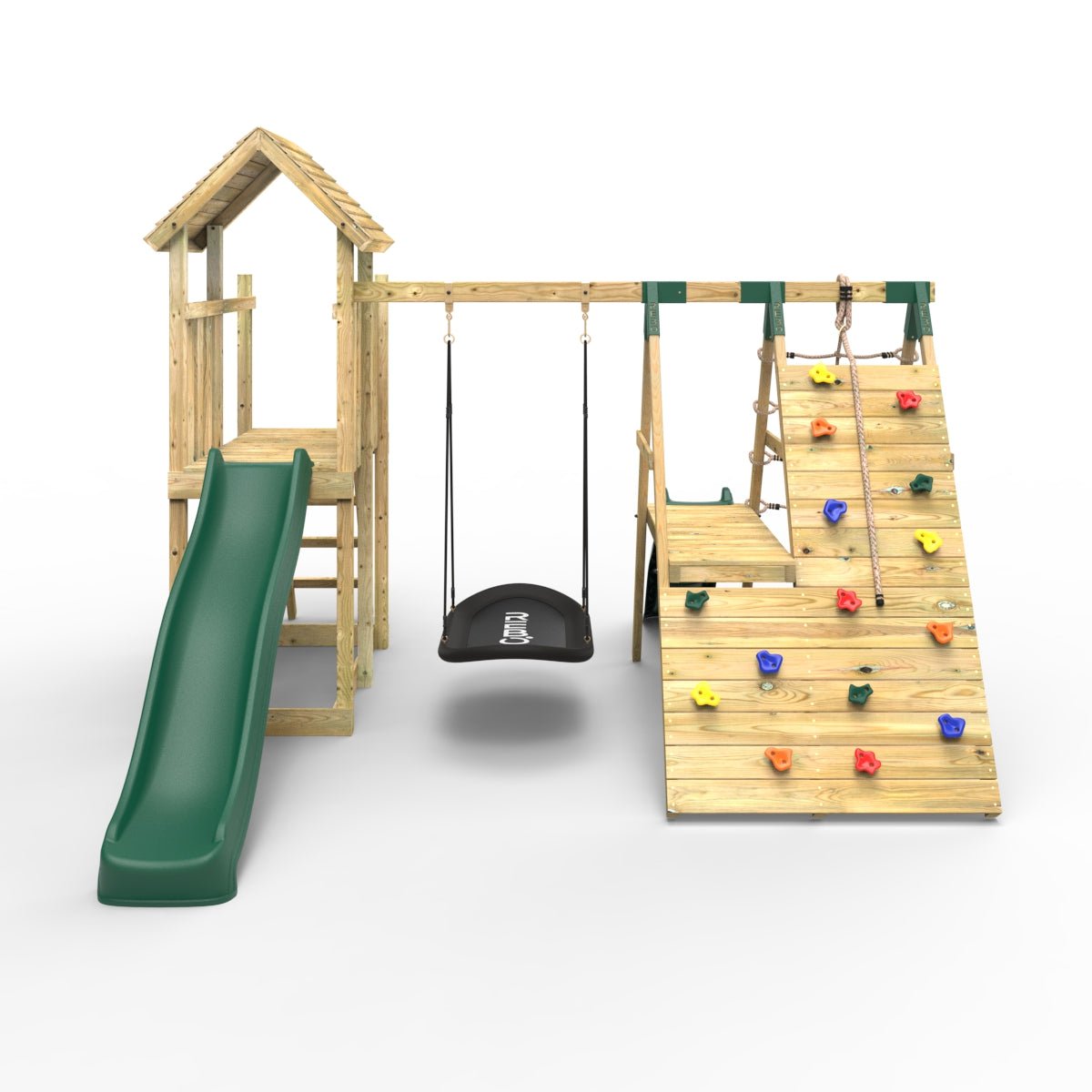 Rebo Extended Tower Wooden Climbing Frame with Swings & Slide - Crestone