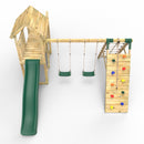 Rebo Extended Tower Wooden Climbing Frame with Swings & Slide - Greenhorn