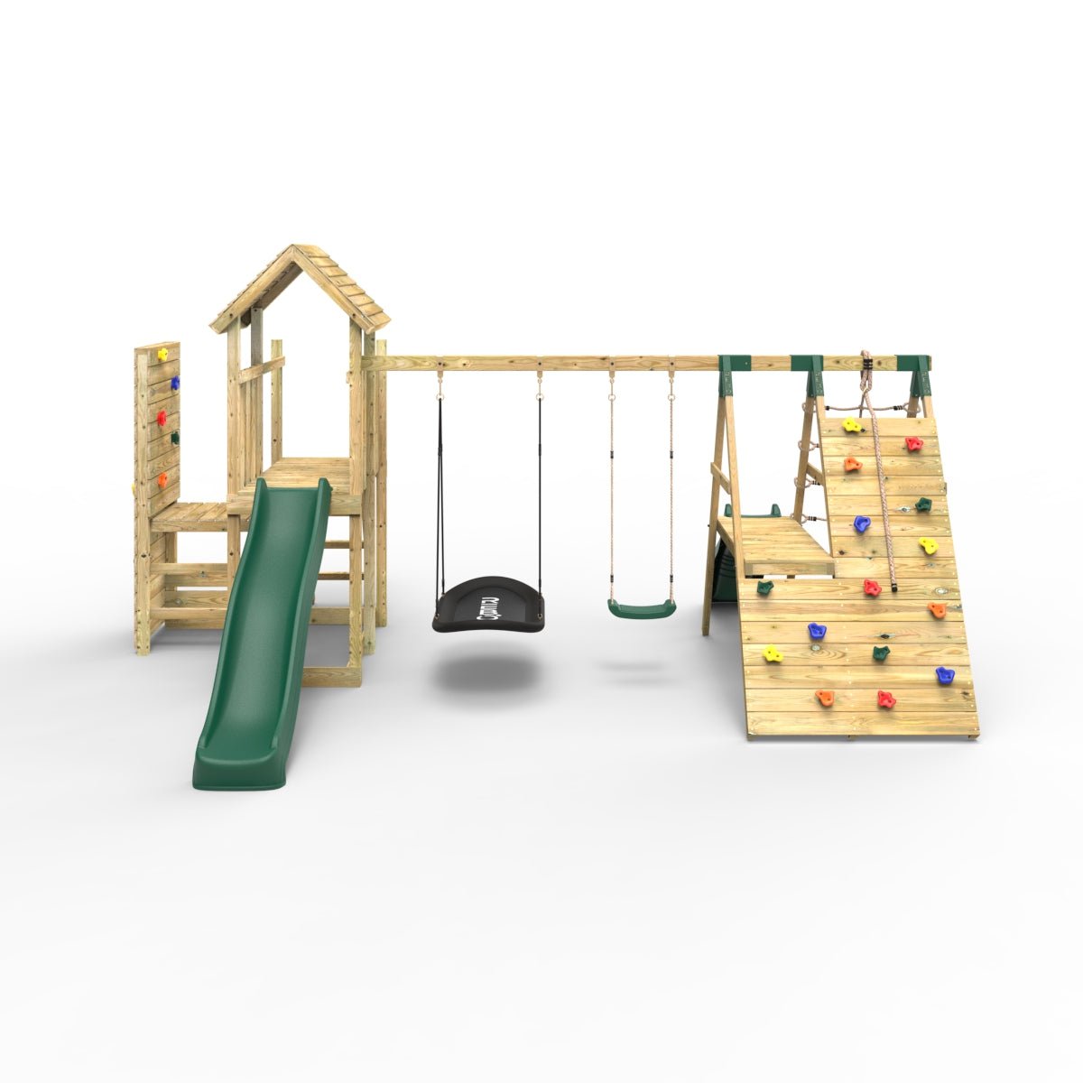 Rebo Extended Tower Wooden Climbing Frame with Swings & Slide - Montana