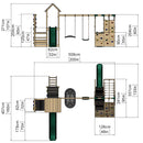 Rebo Extended Tower Wooden Climbing Frame with Swings & Slide - Montana