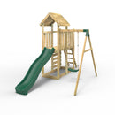 Rebo Extended Tower Wooden Climbing Frame with Swings & Slide - Rushmore