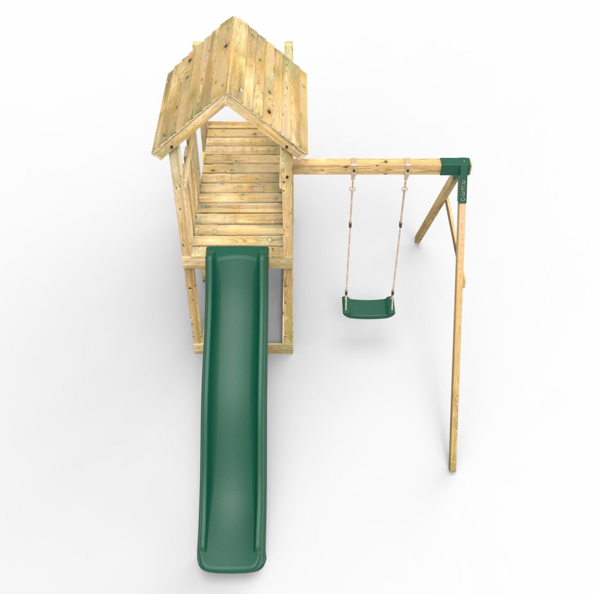 Rebo Extended Tower Wooden Climbing Frame with Swings & Slide - Rushmore