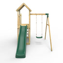 Rebo Extended Tower Wooden Climbing Frame with Swings & Slide - Rushmore