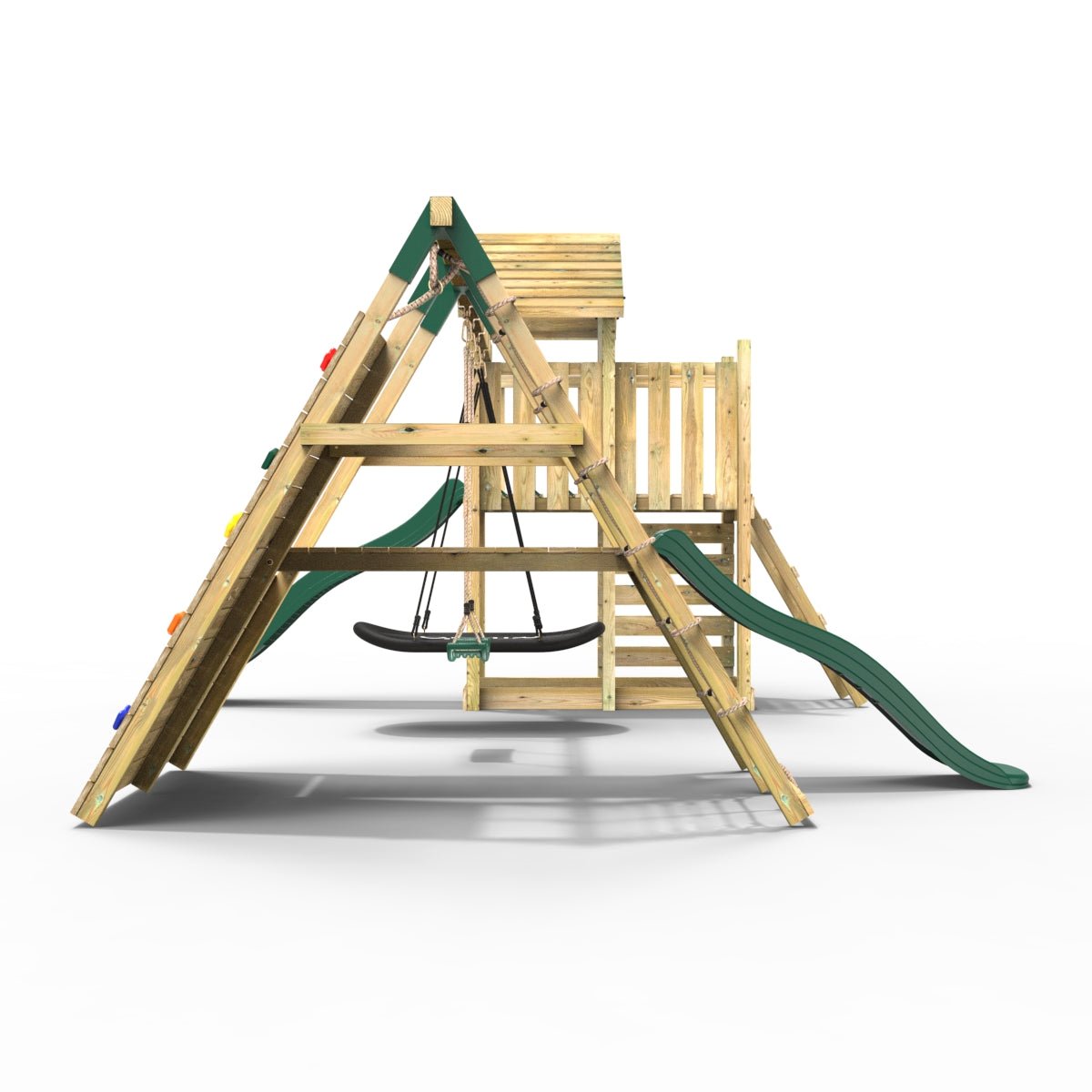 Rebo Extended Tower Wooden Climbing Frame with Swings & Slide - San Luis