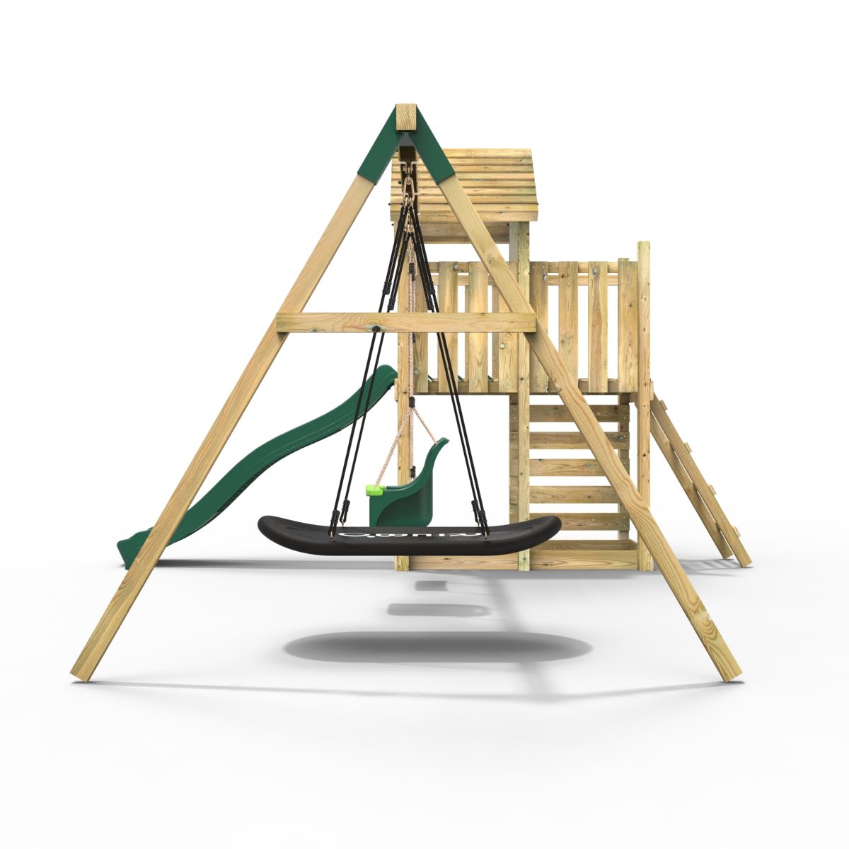 Rebo Extended Tower Wooden Climbing Frame with Swings & Slide - Snowdon