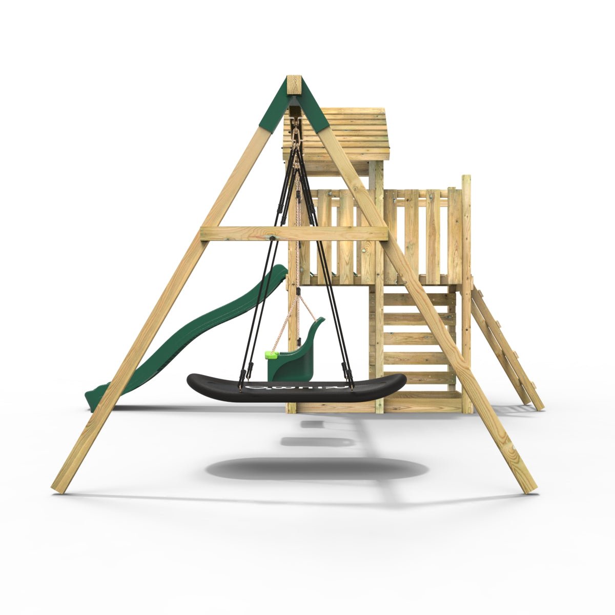 Rebo Extended Tower Wooden Climbing Frame with Swings & Slide - Snowdon