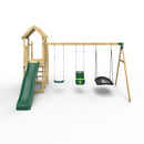 Rebo Extended Tower Wooden Climbing Frame with Swings & Slide - Snowdon