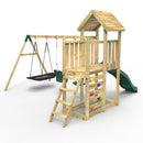 Rebo Extended Tower Wooden Climbing Frame with Swings & Slide - Snowdon