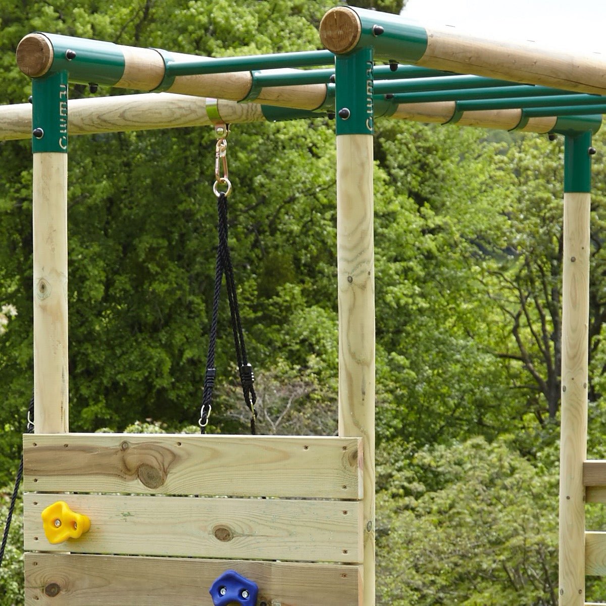 Rebo Extra-Long Monkey Bar Extension Kit for Round Wood Swing Frames - Green