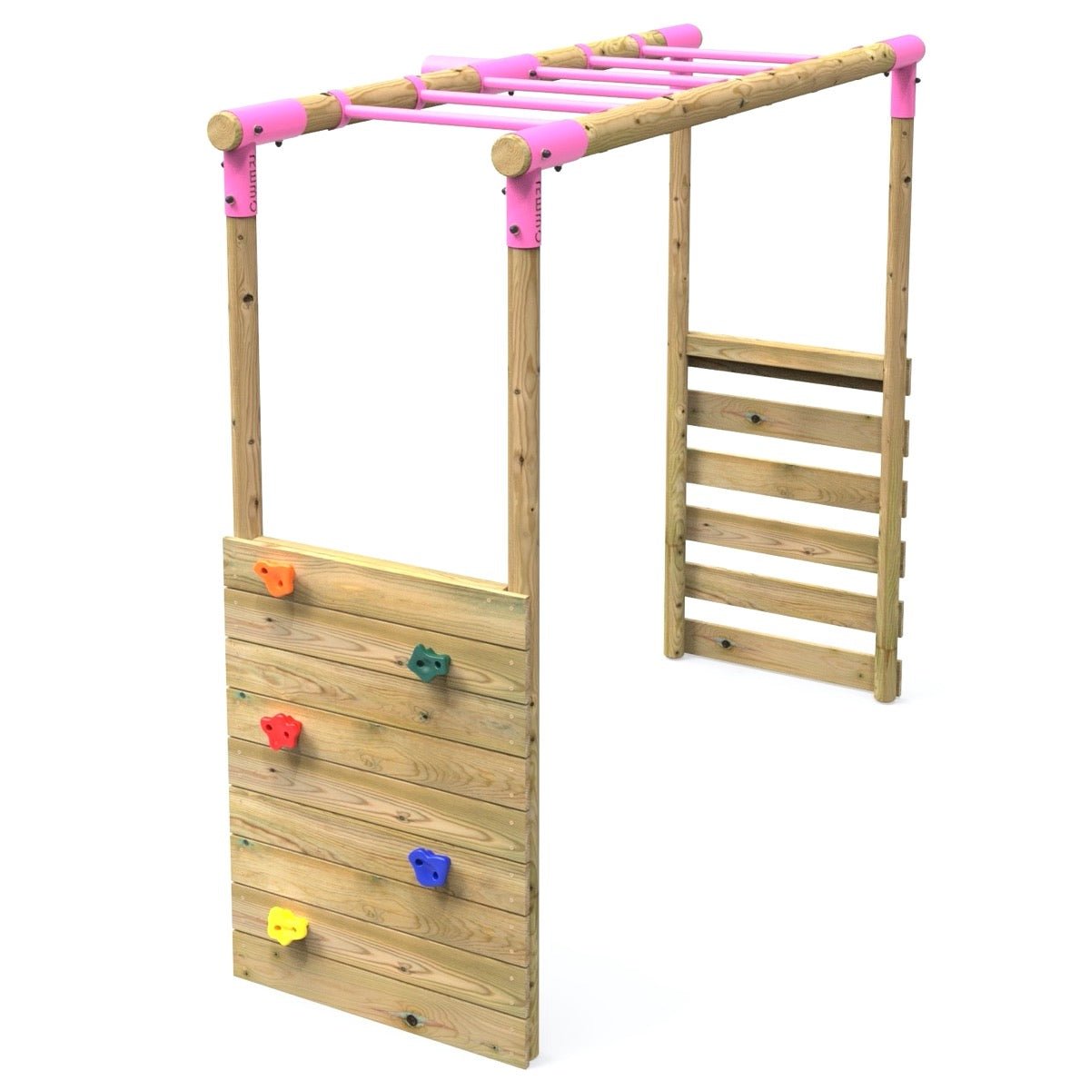 Rebo Extra-Long Monkey Bar Extension Kit for Round Wood Swing Frames - Pink