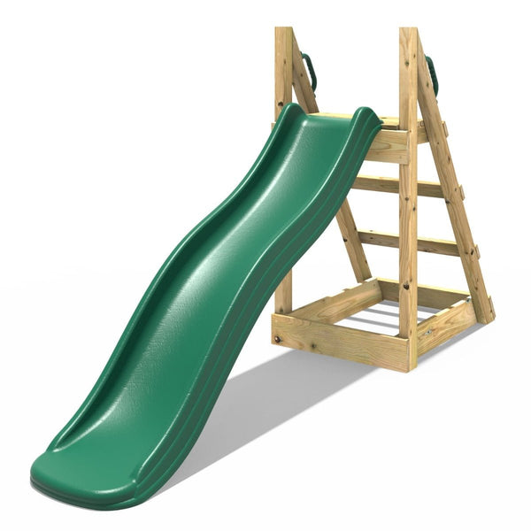 Rebo Free Standing Garden Wave Water Slide with Wooden Platform - 6Ft Slide Dark Green