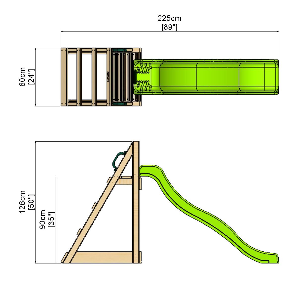 Rebo Free Standing Garden Wave Water Slide with Wooden Platform - 6Ft Slide Light Green