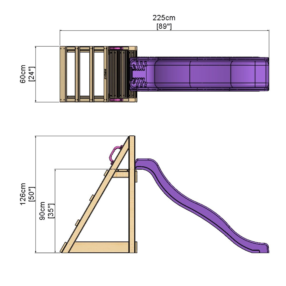 Rebo Free Standing Garden Wave Water Slide with Wooden Platform - 6ft slide Purple