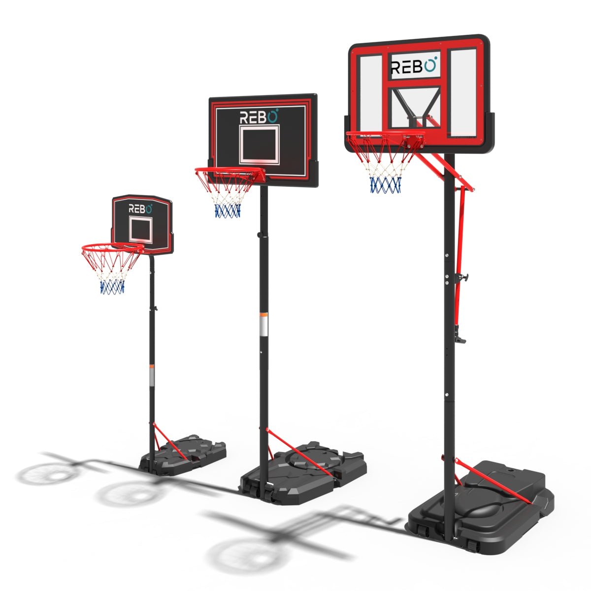 Rebo Freestanding Portable Basketball Hoop with Stand Adjustable Height - Large