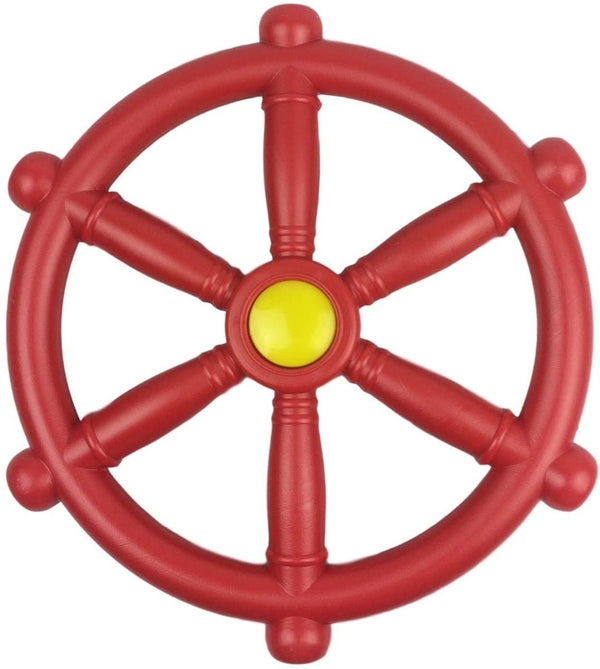Rebo Garden Climbing Frame Accessory Plastic Play Ships Steering Wheel - Red