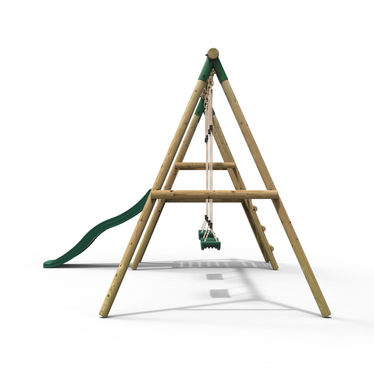 Rebo Gemini Wooden Swing Set with Platform and Slide