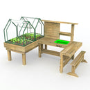 Rebo Kitchen Garden Kids Potting Table And Mini Greenhouse – Double