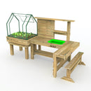 Rebo Kitchen Garden Kids Potting Table And Mini Greenhouse – Single