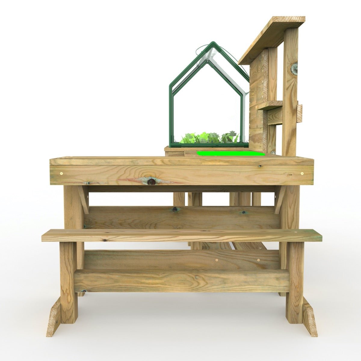 Rebo Kitchen Garden Kids Potting Table And Mini Greenhouse – Single