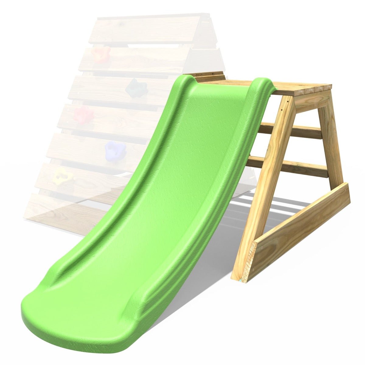 Rebo Mini wooden climbing Pyramid Add on Slide platform with Green Slide