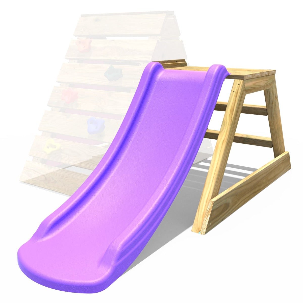 Rebo Mini wooden climbing Pyramid Add on Slide platform with Purple Slide