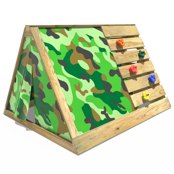 Rebo Mini Wooden Climbing Pyramid Adventure Playset + Den - Camo