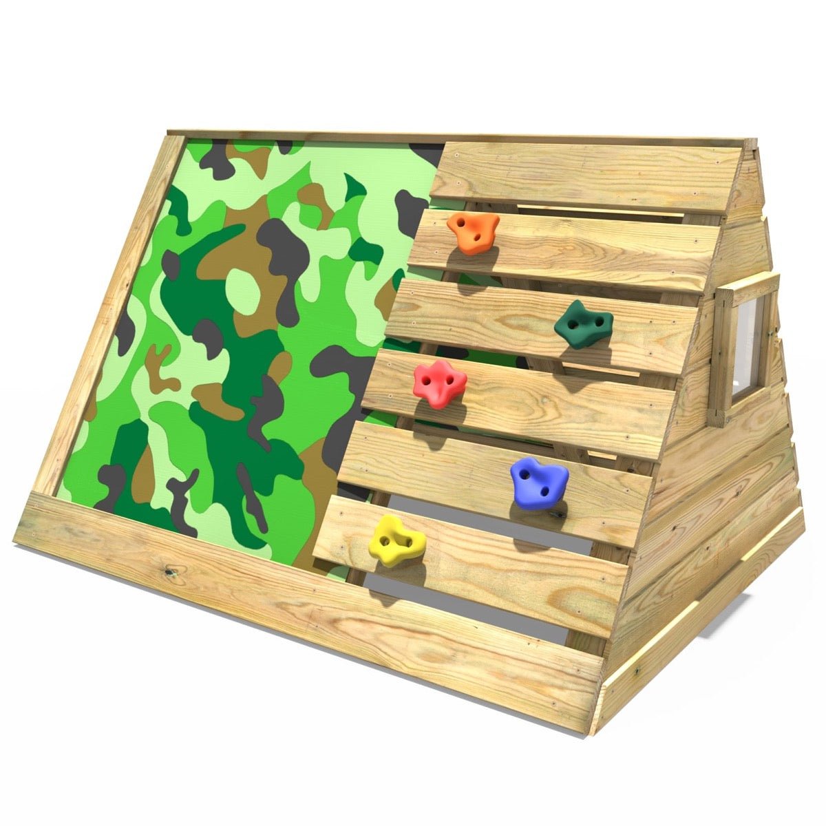 Rebo Mini Wooden Climbing Pyramid Adventure Playset + Den - Camo