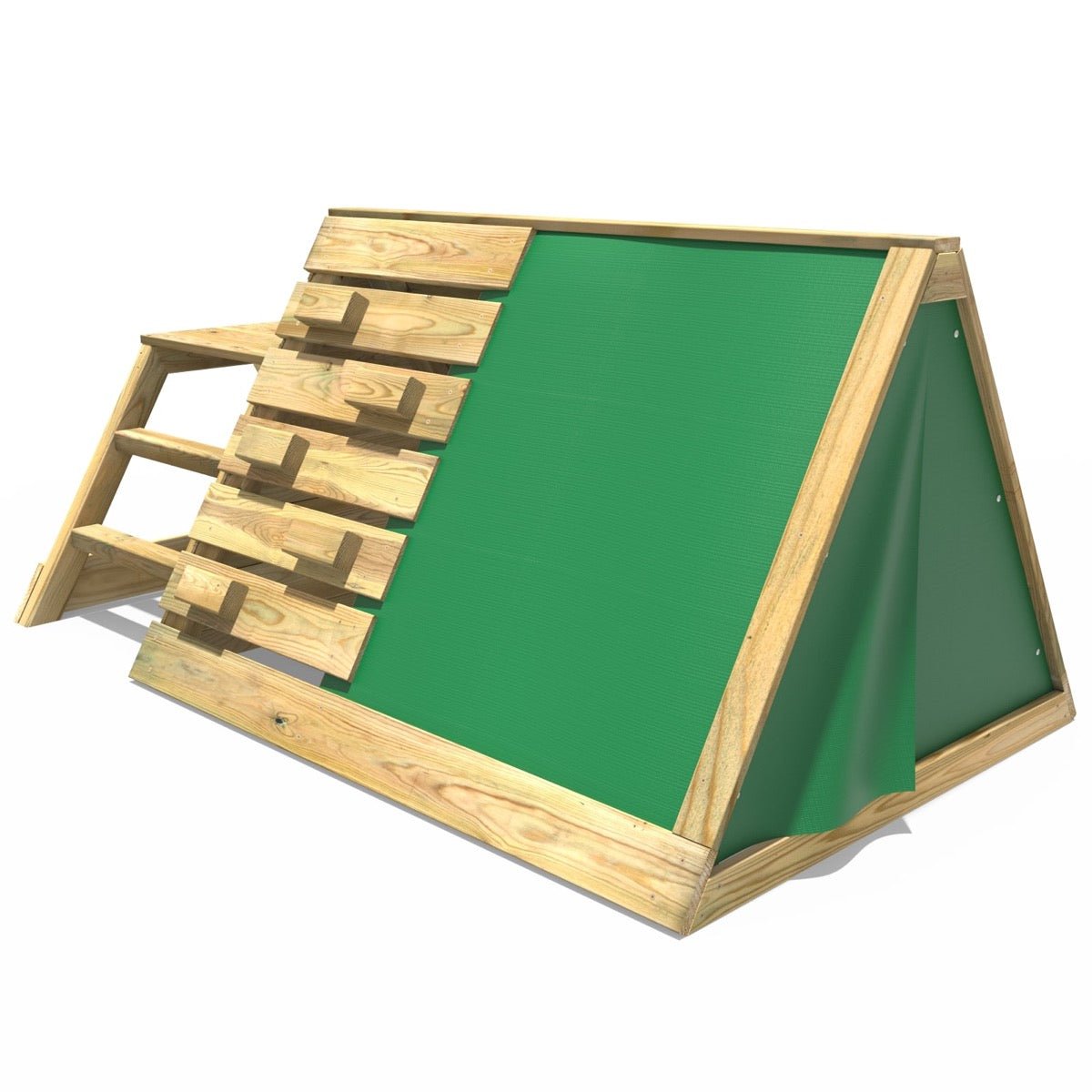 Rebo Mini Wooden Climbing Pyramid Adventure Playset + Den & Slide - Green