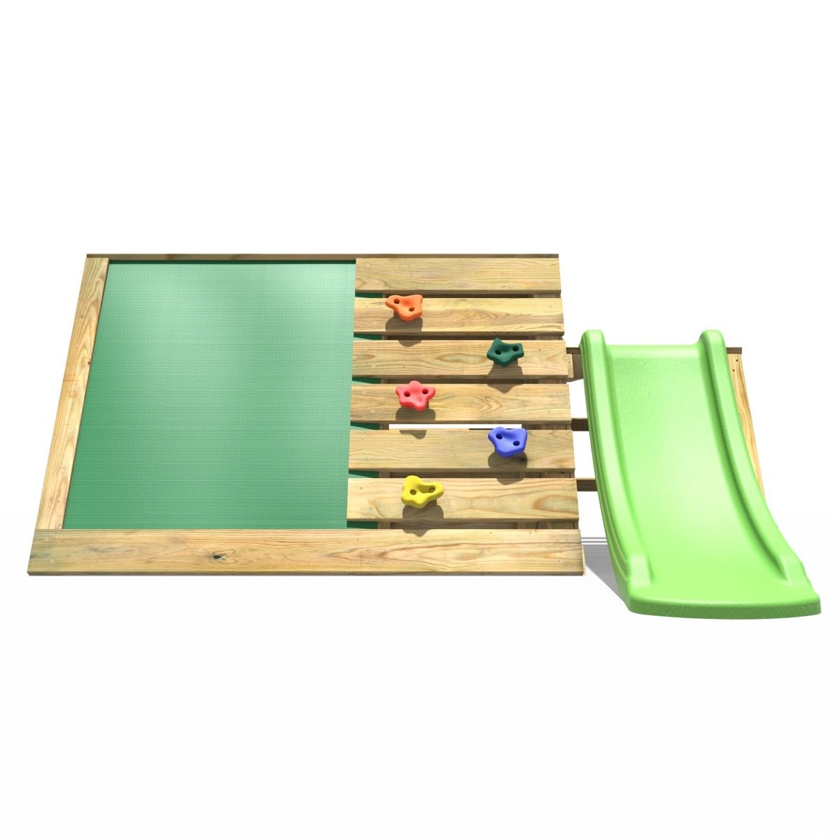 Rebo Mini Wooden Climbing Pyramid Adventure Playset + Den & Slide - Green